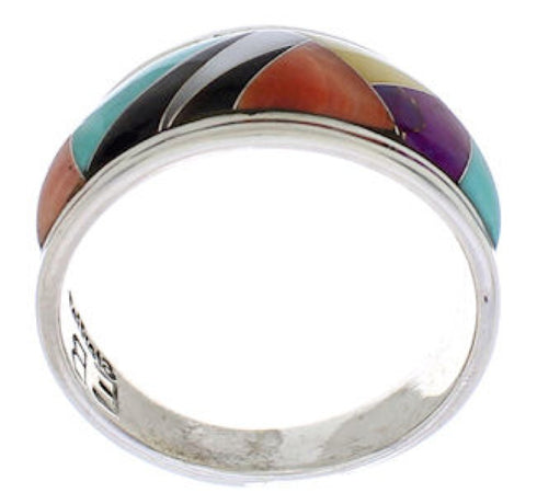 Multicolor Southwest Sterling Silver Ring Size 8-1/2 EX50954